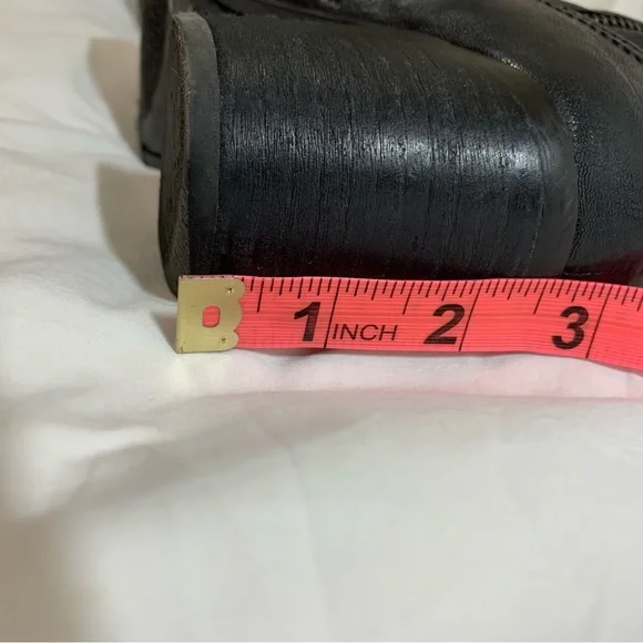 Arturo Chiang Black Leather Boots chunky heel, block heel, zipper, western, 6 - Picture 5 of 16